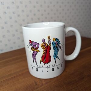 Rare Chicago Blues Coffee Mug vintage saxophone, trumpet, bass players